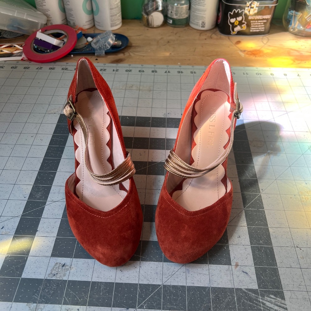 Miss L Fire D'Orsay Pumps in Terracotta and Gold